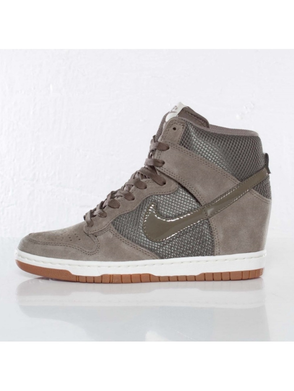 Nike Dunk Sky Hi Hidden Wedge Sneakers in Olive Green Gum Sole